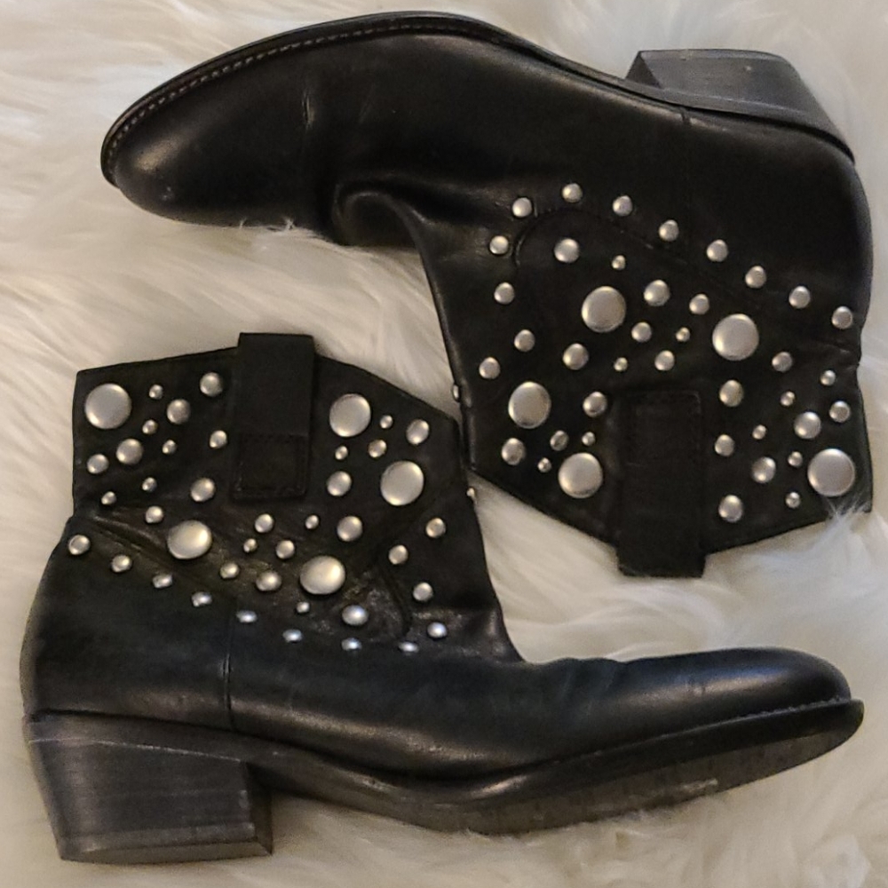 Franco Sarto Booties 6m Black Leather A-Vegas